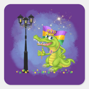 Mardi Gras Funny Gator Sticker