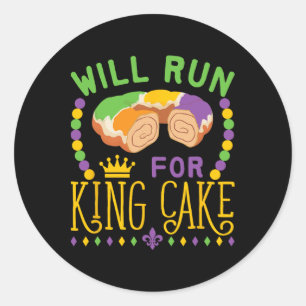 Mardi Gras gaat voor King Cake Funny Ru Ronde Sticker