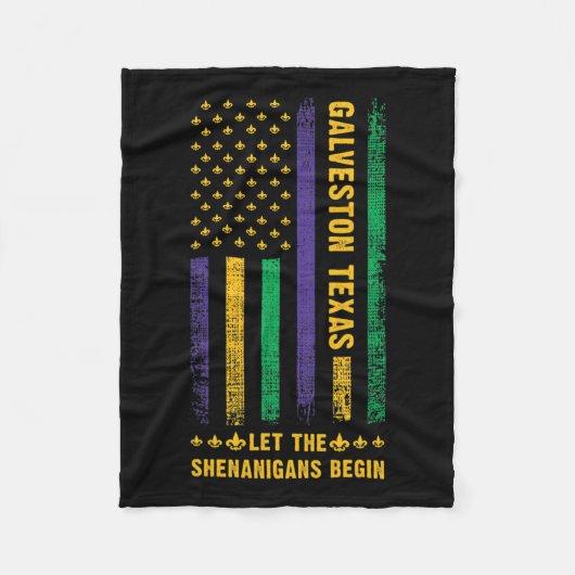 Mardi Gras Galveston Texas Fleur-de-lis American F Fleece Deken (Voorkant)