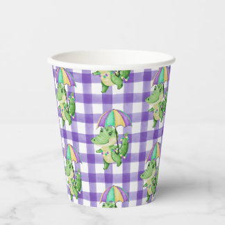 Mardi Gras Gator en Gingham Paper cup Papieren Bekers