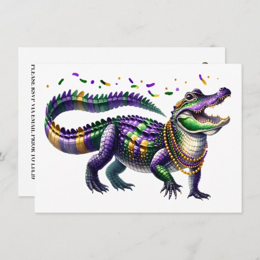 Mardi Gras Gator Kaart (Voorkant / Achterkant)