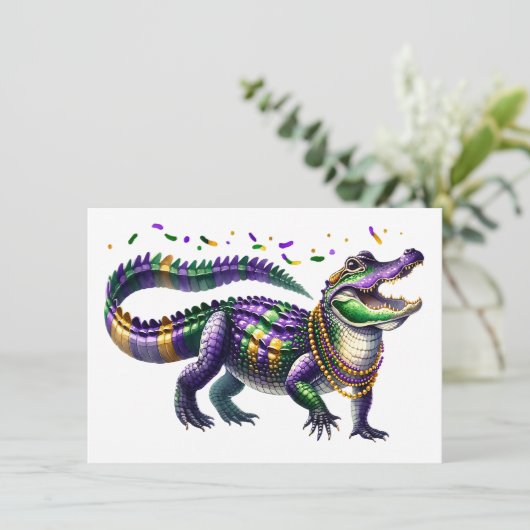 Mardi Gras Gator Kaart (Staand voorkant)
