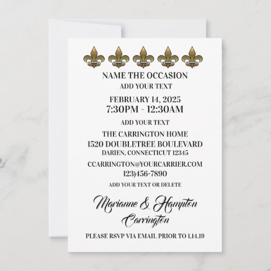 Mardi Gras Gator Kaart (Achterkant)