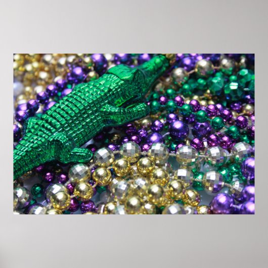 Mardi Gras Gator krads afdrukken Poster (Voorkant)