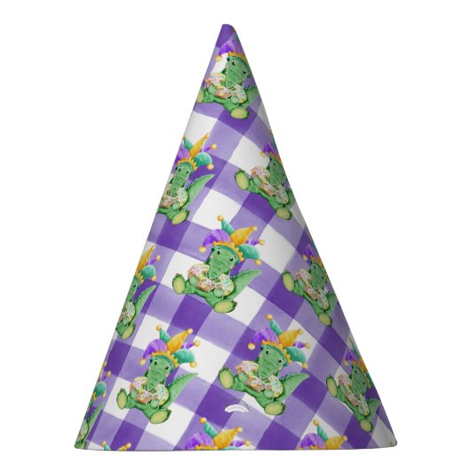 Mardi Gras Gators en Gingham Paper Feesthoedjes (Rechts)