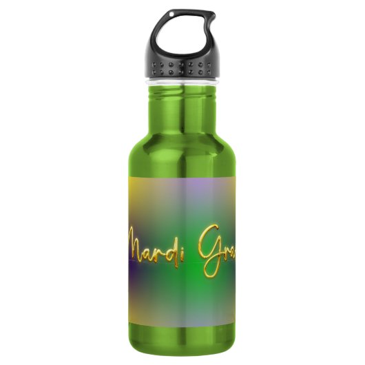 Mardi Gras Geel, Paars, Groen Waterfles (Voorkant)
