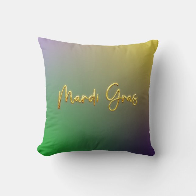 Mardi Gras geel, Paarse, groen Kussen (Voorkant)