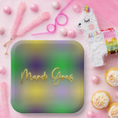 Mardi Gras geel, Paarse, groen Papieren Bordje (Feest)