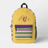 Mardi gras geel/paarse/groene gestreept bedrukte rugzak (Voorkant)