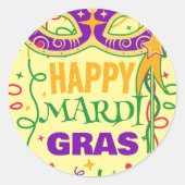 mardi gras geel ronde sticker (Voorkant)