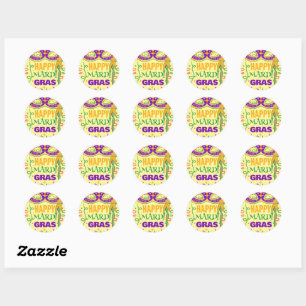 mardi gras geel ronde sticker