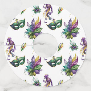 Mardi Gras Geïnspireerd label van wijnglas