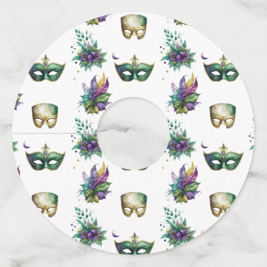 Mardi Gras Geïnspireerd label van wijnglas (Achterkant)