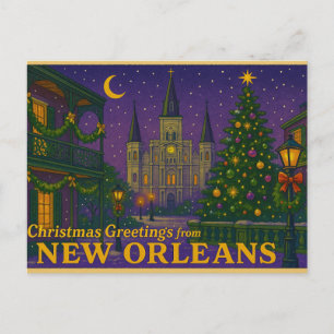 Mardi Gras-geïnspireerde Kerstkaart uit New Orlean Briefkaart