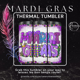 Mardi-Gras Geïnspireerde Thermische Bekerk Thermosbeker