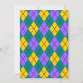 Mardi Gras Gele Paarse Argyle Huwelijksuitnodiging Kaart (Achterkant)