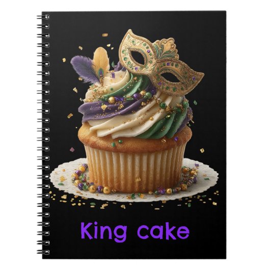 Mardi Gras Gemaskerde Cupcake Viering Notitieboek (Voorkant)