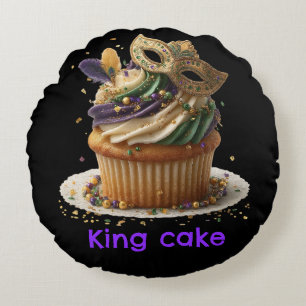 Mardi Gras Gemaskerde Cupcake Viering Rond Kussen