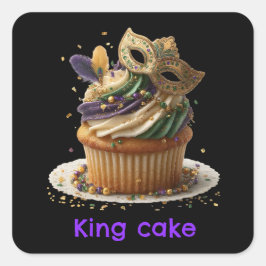 Mardi Gras Gemaskerde Cupcake Viering Vierkante Sticker
