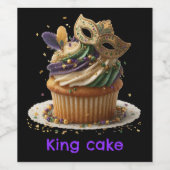 Mardi Gras Gemaskerde Cupcake Viering Wijn Etiket (Enkel label)