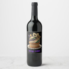 Mardi Gras Gemaskerde Cupcake Viering Wijn Etiket