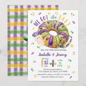 Mardi Gras Gender Reveal Lt Skin Tone Invitation Kaart (Voorkant / Achterkant)