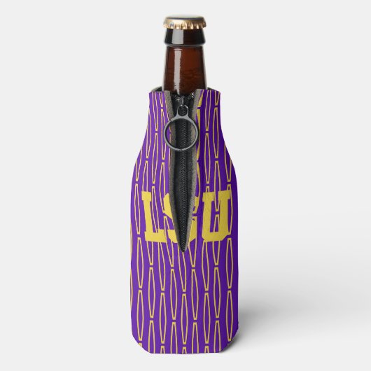 Mardi Gras Geometric Herhaal de fles Flesjeskoeler (Fles Achterkant)