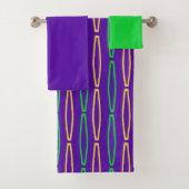 Mardi Gras Geometric Herhaling Bath Towel Set Bad Handdoek (Insitu)