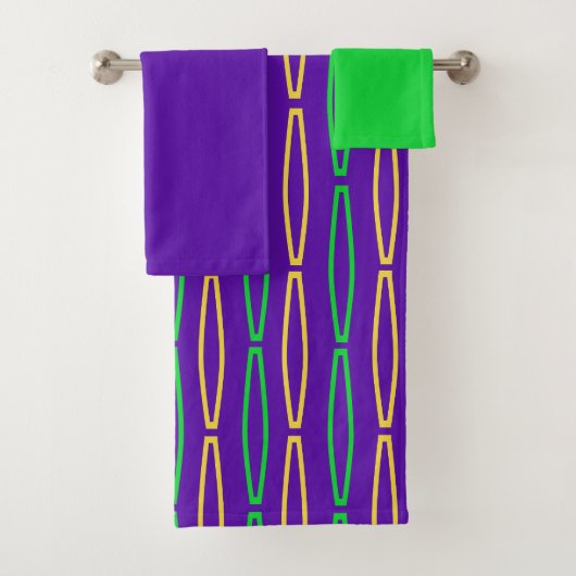 Mardi Gras Geometric Herhaling Bath Towel Set Bad Handdoek (Insitu)