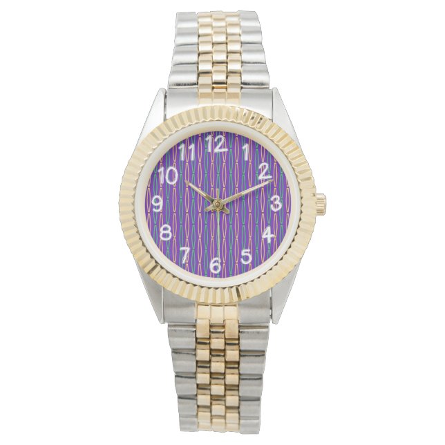 Mardi Gras Geometric Repeteren Horloge (Voorkant)