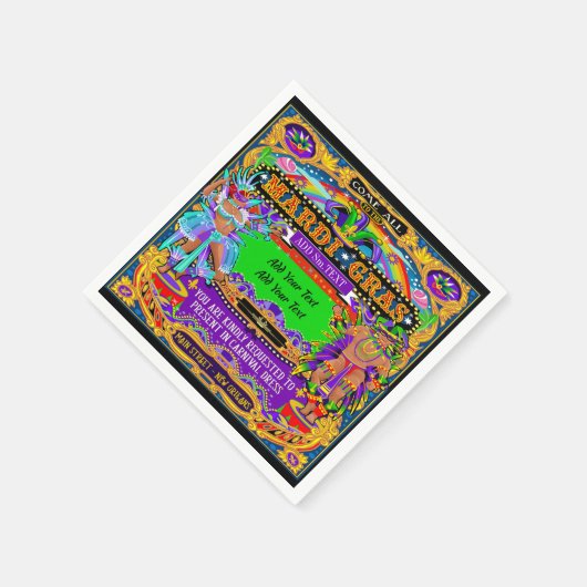 Mardi Gras Gepersonaliseerd cocktailservetten Servetten (Hoek)