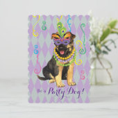 Mardi Gras German Shepherd Kaart (Staand voorkant)