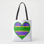 Mardi Gras Gestreept Hart Tote Bag (Voorkant)