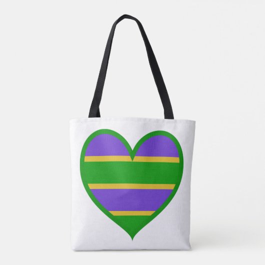 Mardi Gras Gestreept Hart Tote Bag (Achterkant)