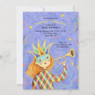 Mardi Gras Girl Birthday Uitnodiging