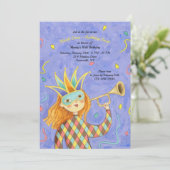 Mardi Gras Girl Birthday Uitnodiging (Staand voorkant)
