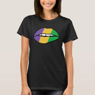 Mardi Gras Girl Lips Festival Colors Carnaval T-shirt