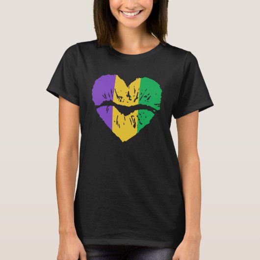 Mardi Gras Girl Lips Festival Colors Carnaval T-shirt (Voorkant)