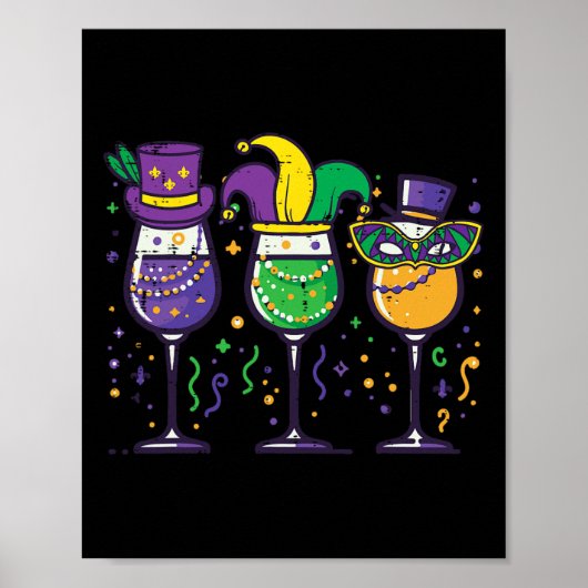 Mardi Gras Gl Grappig Vet Dinsdag Carnaval Party M Poster (Voorkant)