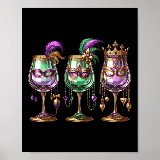Mardi Gras GL of Wine Funny Drink Wijnfestival Poster (Voorkant)
