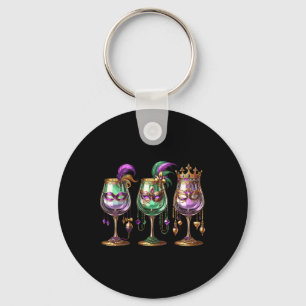 Mardi Gras GL of Wine Funny Drink Wijnfestival Sleutelhanger