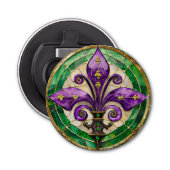Mardi Gras Glas in lood Fleur de lis Button Flesopener (Voorkant)