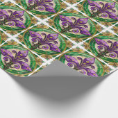 Mardi Gras Glas in lood Fleur de lis Cadeaupapier (Hoek)