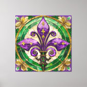 Mardi Gras Glas in lood Fleur de lis Canvas Afdruk (Voorkant)