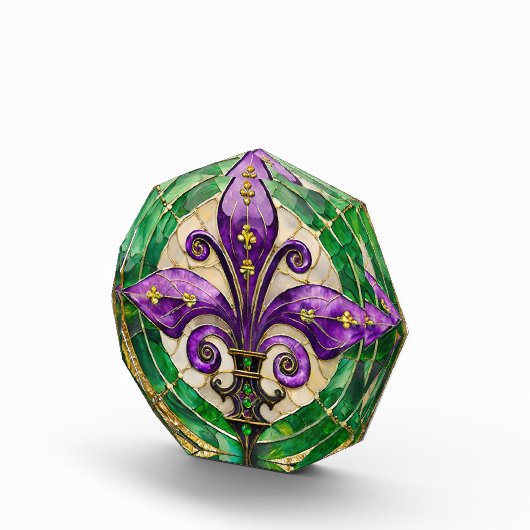 Mardi Gras Glas in lood Fleur de lis Fotoblokken (Rechts)