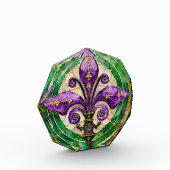 Mardi Gras Glas in lood Fleur de lis Fotoblokken (Links)