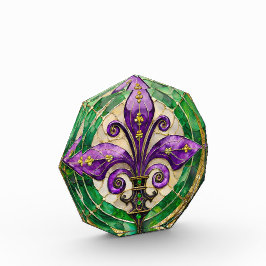 Mardi Gras Glas in lood Fleur de lis Fotoblokken
