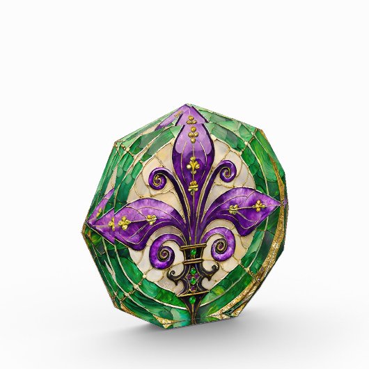 Mardi Gras Glas in lood Fleur de lis Fotoblokken (Links)