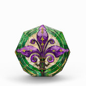 Mardi Gras Glas in lood Fleur de lis Fotoblokken (Voorkant)