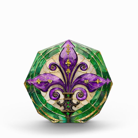 Mardi Gras Glas in lood Fleur de lis Fotoblokken (Voorkant)